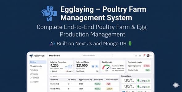 Egglaying – Poultry Farm Management System | Eggs, Sales, Vaccines, Feed, Clients | Next.js MongoDB
